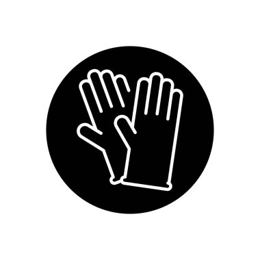 Gloves rubber black line icon. Hands safety. 