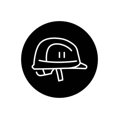 Protection helmet black line icon. Head safety. 