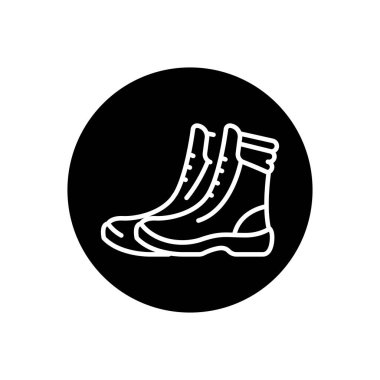 Protective boots black line icon. Safety shoes. 