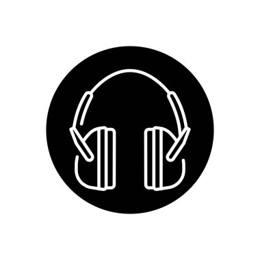 Protective headphones black line icon. Safety earmuffs. 