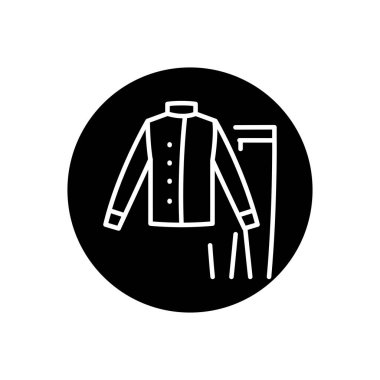 Protective suit black line icon. Safety uniform. 