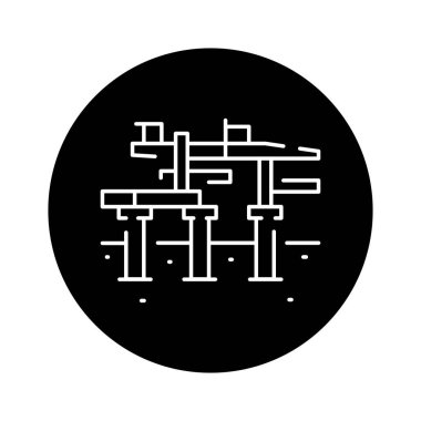 Bridge building olor line icon. Road construction. Pictogram for web page