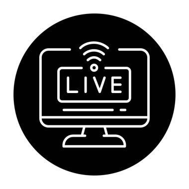 Live streaming black line icon. Online promotion. Pictogram for web page.