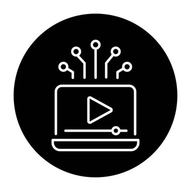 Streaming service black line icon. Online promotion. Pictogram for web page.