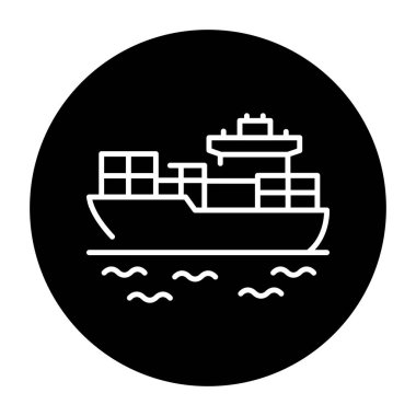 Cargo ship with containers olor line icon. Pictogram for web page.