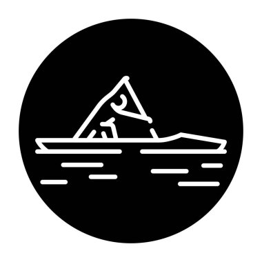 Canoeing black line icon. Water activity.