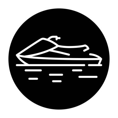 Motorboat black line icon. Water activity.