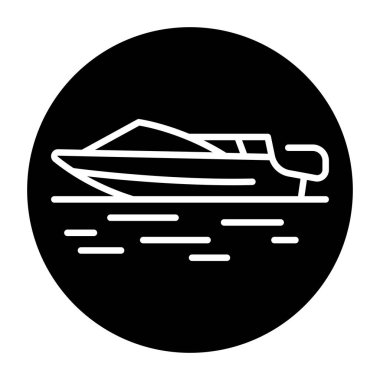Motorboat black line icon. Water activity.