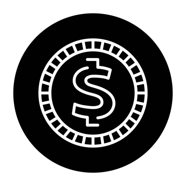Coin Black Line Icon Casino Game Pictogram Web Page — Vetor de Stock