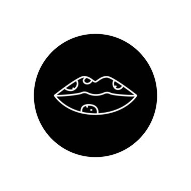 Herpes lips black line icon. Dermatology disease. 