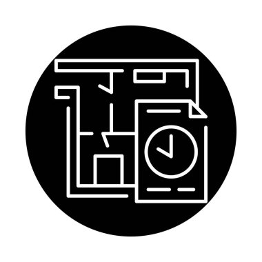 Apartment rental black line icon. Area living space.