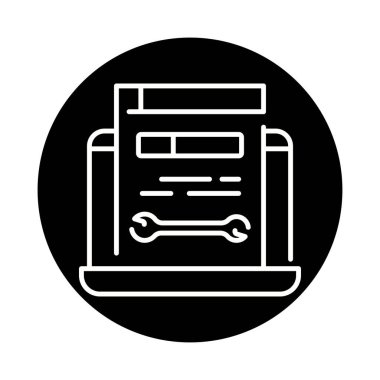 Fixing problem black line icon. Web site on laptop. 