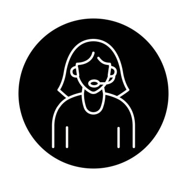 Operator call center black line icon. Working employee.