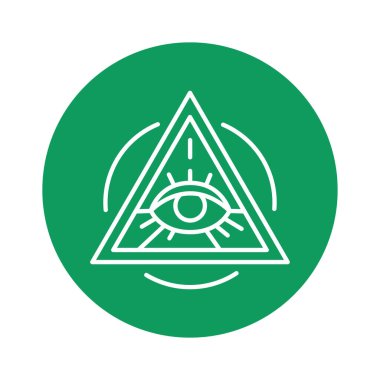 All-seeing eye illuminati line icon. Isolated vector element. 