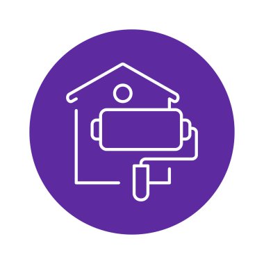 Painting the facade black line icon. Pictogram for web page