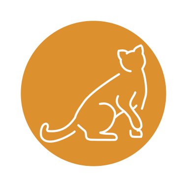 Mutlu kedi oturma renk çizgisi ikonu. Web sayfası için resim grafiği
