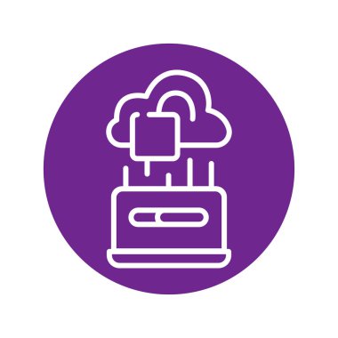 Cloud hacking olor line icon. Pictogram for web page.