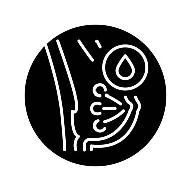 Milk production in the breast olor line icon. Pictogram for web page.