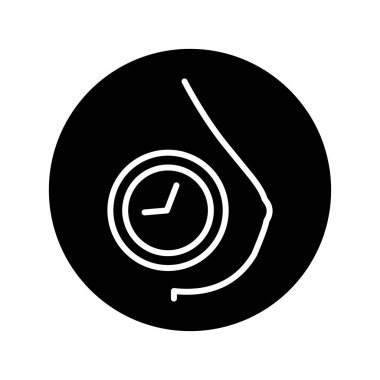 Timed breastfeeding olor line icon. Pictogram for web page.