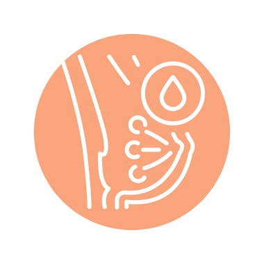Milk production in the breast olor line icon. Pictogram for web page.