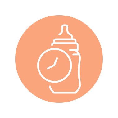 Time feeding breast milk olor line icon. Pictogram for web page.