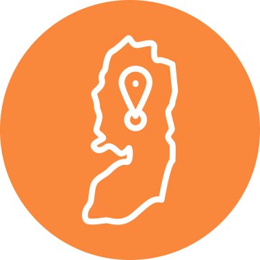 İsrail çizgi renk simgesinin haritası. İzole vektör ögesi. 