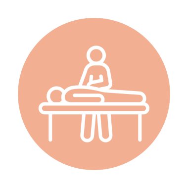 Massage procedure line color icon.  Physiotherapy, acupuncture.