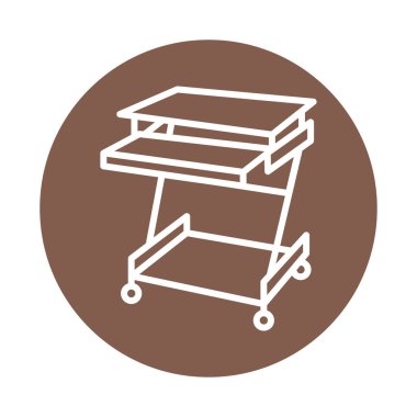 Fortable computer desk line color icon. Isolated vector element.