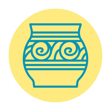 Ceramic ware trypillia ornament line color icon. Isolated vector element. 
