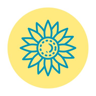 Sunflower line color icon. Isolated vector element. 
