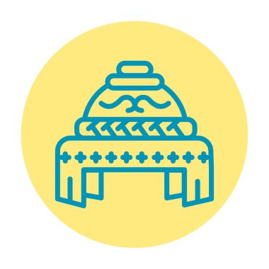 Traditional ukrainian bread Karavay line color icon. Isolated vector element. 