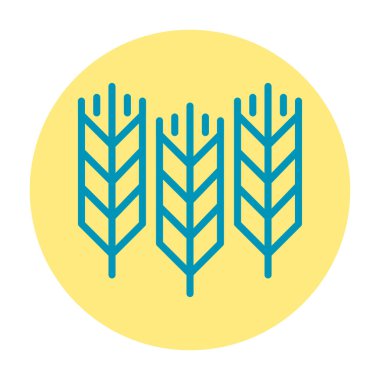 Buğday kulakları ve mavi gökyüzü çizgisi renk simgesi. İzole vektör ögesi. 