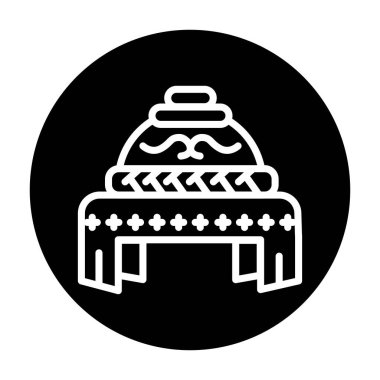 Traditional ukrainian bread Karavay line color icon. Isolated vector element. 