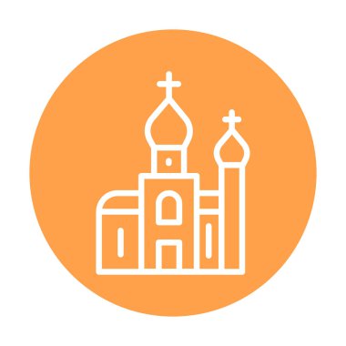 Kilise inşa çizgisi renk ikonu. İzole vektör ögesi. 