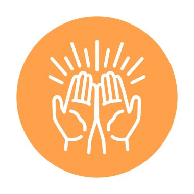 Tanrı çizgisi renk ikonuna el hareketleriyle güven. İzole vektör ögesi. 