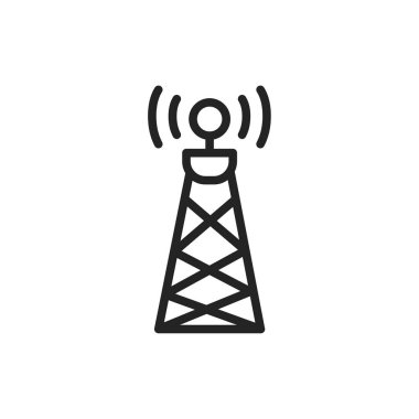 Uydu kulesi işaret çizgisi renk simgesi. İzole vektör ögesi. 