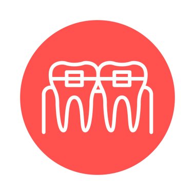 Diş teli çizgi simgesindeki dişler. İzole vektör ögesi. 