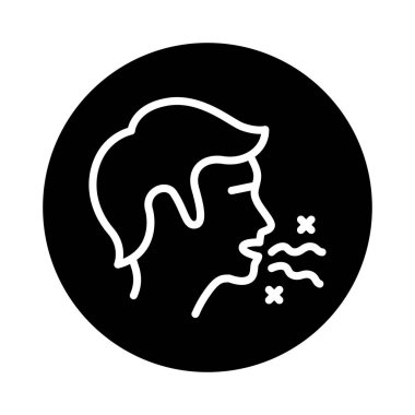 Ağız çizgisi ikonu kötü kokuyor. İzole vektör ögesi. 