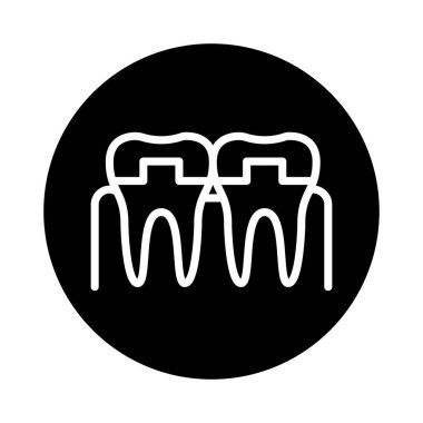 Taç giymiş diş çizgisi ikonu. İzole vektör ögesi. 