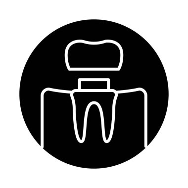 Taç giymiş diş çizgisi ikonu. İzole vektör ögesi. 