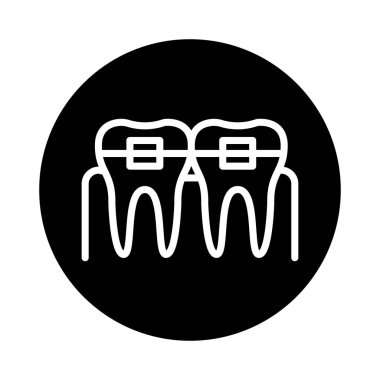 Diş teli çizgi simgesindeki dişler. İzole vektör ögesi. 