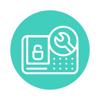 Akıllı aygıt kurulum çizgisi simgesi. Tamirci servisi. İzole vektör ögesi.. 