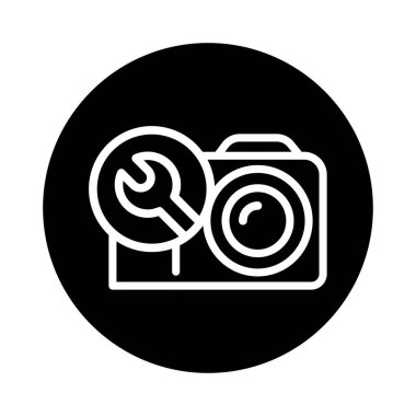 Kamera hattı simgesini onar. Tamirci servisi. İzole vektör ögesi.. 