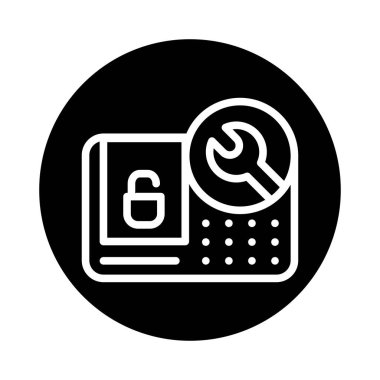 Akıllı aygıt kurulum çizgisi simgesi. Tamirci servisi. İzole vektör ögesi.. 