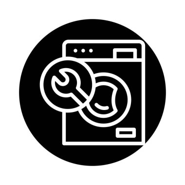 Çamaşır yıkama hattı simgesi. Tamirci servisi. İzole vektör ögesi.. 