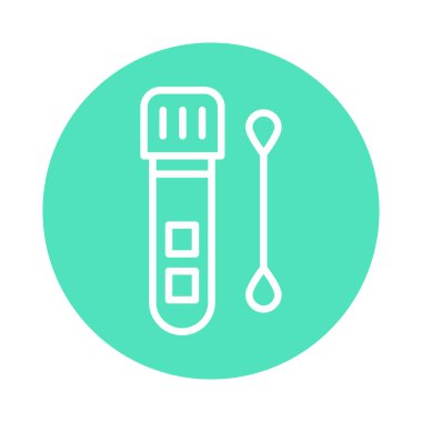 Tükürük test çizgisi ikonlu laboratuvar tüpü. İzole vektör ögesi. 