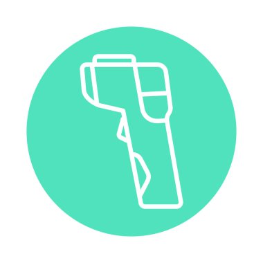 Temassız kızılötesi termometre çizgi simgesi. İzole vektör ögesi. 