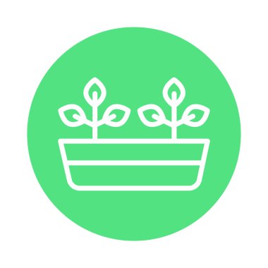 Saksı bitkileri çizgisi simgesi. İzole vektör ögesi. 