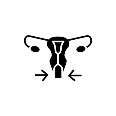 Özel plastik kadın üreme sistemi renk çizgisi simgesi. Web sayfası için pictogram özeti.