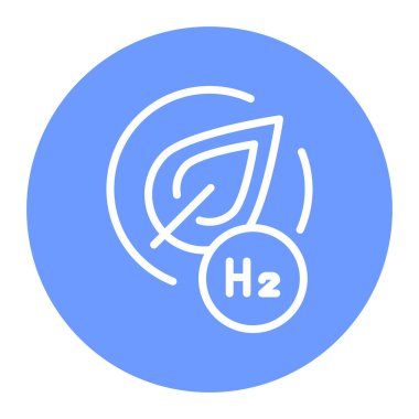 Yeşil H2 renk çizgisi simgesi. Hidrojen enerjisi. İzole vektör ögesi. 
